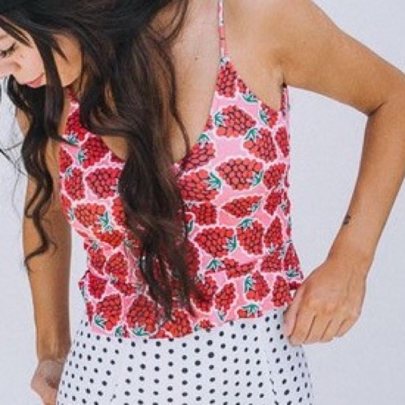 Kortni Jeane Other - EUC Large Raspberries Scoop Back Swim Top